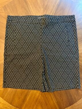 Michel Studio Alexa Black Shorts with White and Tan Dot Print 22
